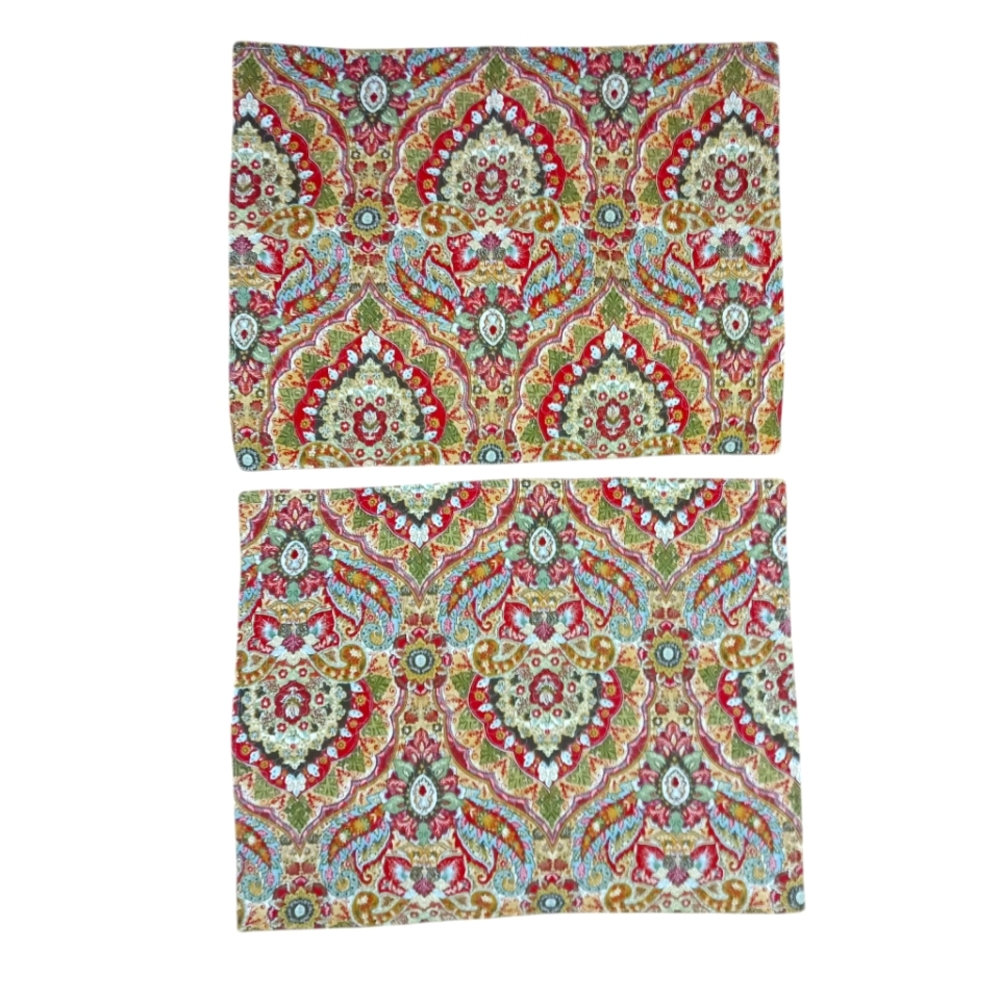 Modern Southern Home Colorful Paisley Patterned 2 Quilted Standard Shams.